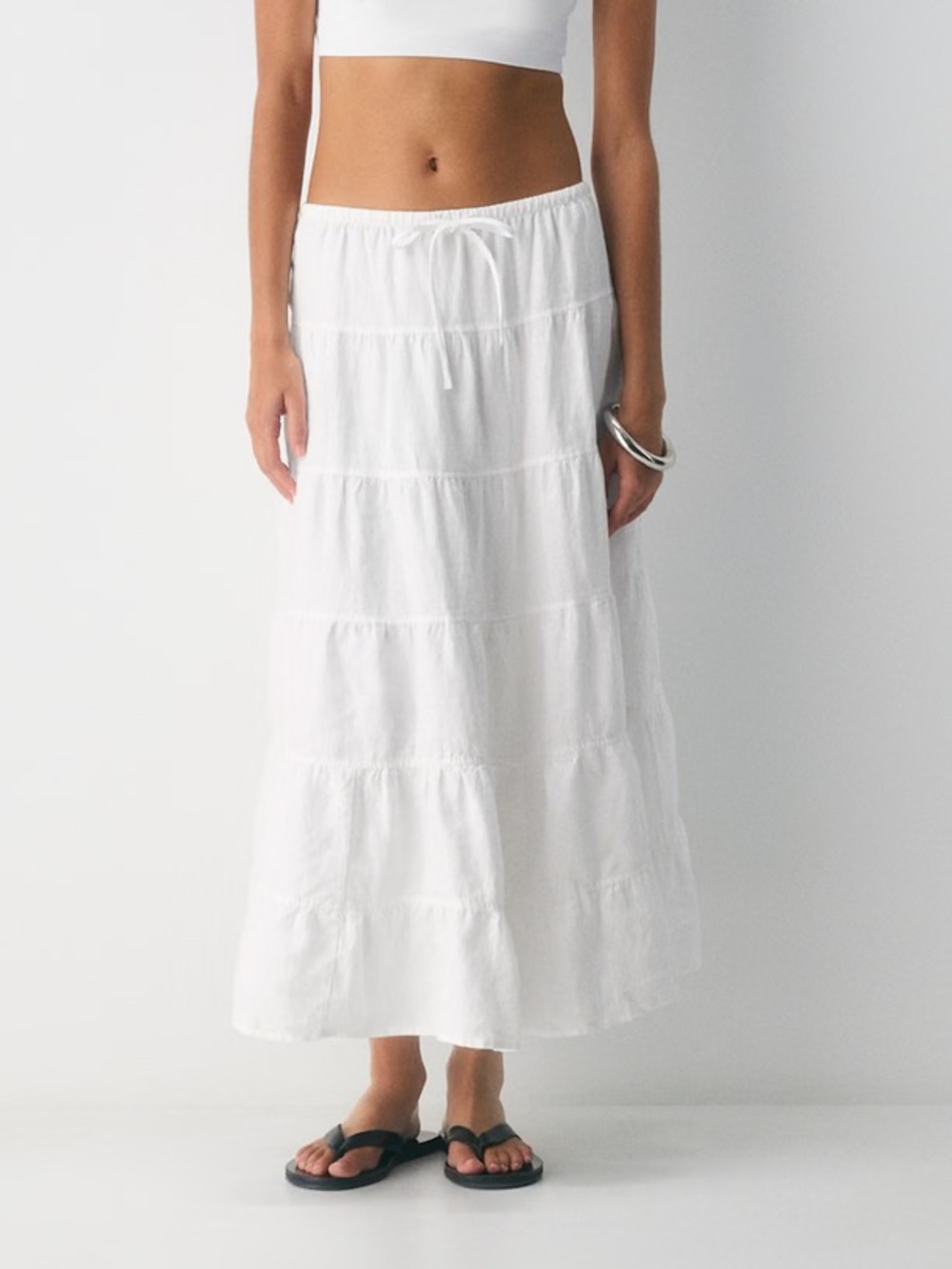 Wilfred White Linen Bouquet Tiered Maxi Skirt